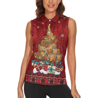 Funny Kiwi Bird Xmas Tree Women Sleeveless Polo Shirt New Zealand Tribal Christmas Spirit LT9 - Polynesian Pride