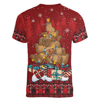 Funny Kiwi Bird Xmas Tree Women V-Neck T-Shirt New Zealand Tribal Christmas Spirit LT9 - Polynesian Pride
