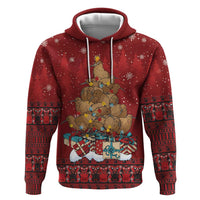 Funny Kiwi Bird Xmas Tree Zip Hoodie New Zealand Tribal Christmas Spirit LT9 Pullover Hoodie Red - Polynesian Pride