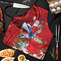 Funny Santa Riding Shark Apron Polynesian Tribal Christmas Spirit - Polynesian Pride