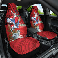Funny Santa Riding Shark Car Seat Cover Polynesian Tribal Christmas Spirit LT9 One Size Red - Polynesian Pride