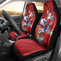 Funny Santa Riding Shark Car Seat Cover Polynesian Tribal Christmas Spirit LT9 - Polynesian Pride