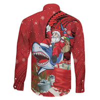 Funny Santa Riding Shark Family Matching Tank Maxi Dress and Hawaiian Shirt Polynesian Tribal Christmas Spirit LT9 - Polynesian Pride