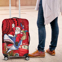 Funny Santa Riding Shark Luggage Cover Polynesian Tribal Christmas Spirit LT9 Red - Polynesian Pride
