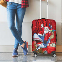 Funny Santa Riding Shark Luggage Cover Polynesian Tribal Christmas Spirit LT9 - Polynesian Pride