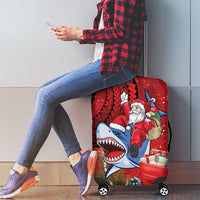 Funny Santa Riding Shark Luggage Cover Polynesian Tribal Christmas Spirit LT9 - Polynesian Pride