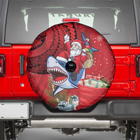 Funny Santa Riding Shark Spare Tire Cover Polynesian Tribal Christmas Spirit LT9 - Polynesian Pride