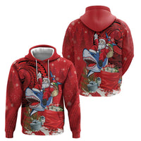 Funny Santa Riding Shark Zip Hoodie Polynesian Tribal Christmas Spirit LT9 - Polynesian Pride