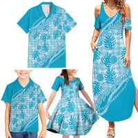 Hawaii Breadfruit Palaka Family Matching Summer Maxi Dress and Hawaiian Shirt Polu Maile Lei LT9 - Polynesian Pride