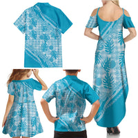 Hawaii Breadfruit Palaka Family Matching Summer Maxi Dress and Hawaiian Shirt Polu Maile Lei LT9 - Polynesian Pride