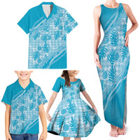 Hawaii Breadfruit Palaka Family Matching Tank Maxi Dress and Hawaiian Shirt Polu Maile Lei LT9 - Polynesian Pride