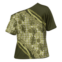 Hawaii Breadfruit Palaka Cross Shoulder Shirt Omaomao Maile Lei - Polynesian Pride