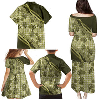 Hawaii Breadfruit Palaka Family Matching Puletasi and Hawaiian Shirt Omaomao Maile Lei LT9 - Polynesian Pride