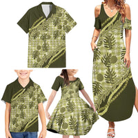 Hawaii Breadfruit Palaka Family Matching Summer Maxi Dress and Hawaiian Shirt Omaomao Maile Lei LT9 - Polynesian Pride