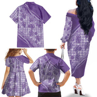 Hawaii Breadfruit Palaka Family Matching Off The Shoulder Long Sleeve Dress and Hawaiian Shirt Poni Maile Lei LT9 - Polynesian Pride