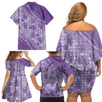 Hawaii Breadfruit Palaka Family Matching Off Shoulder Short Dress and Hawaiian Shirt Poni Maile Lei LT9 - Polynesian Pride
