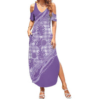 Hawaii Breadfruit Palaka Family Matching Summer Maxi Dress and Hawaiian Shirt Poni Maile Lei LT9 Mom's Dress Purple - Polynesian Pride