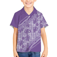 Hawaii Breadfruit Palaka Family Matching Summer Maxi Dress and Hawaiian Shirt Poni Maile Lei LT9 Son's Shirt Purple - Polynesian Pride