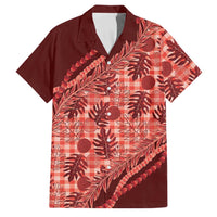 Hawaii Breadfruit Palaka Family Matching Short Sleeve Bodycon Dress and Hawaiian Shirt Ulaula Maile Lei LT9 Dad's Shirt - Short Sleeve Red - Polynesian Pride