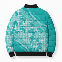 Hawaii Breadfruit Palaka Bomber Puffer Jacket Polu Opal Maile Lei - Polynesian Pride