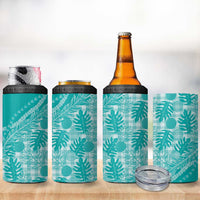 Hawaii Breadfruit Palaka 4 in 1 Can Cooler Tumbler Polu Opal Maile Lei - Polynesian Pride