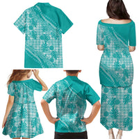 Hawaii Breadfruit Palaka Family Matching Puletasi and Hawaiian Shirt Polu Opal Maile Lei LT9 - Polynesian Pride