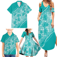 Hawaii Breadfruit Palaka Family Matching Summer Maxi Dress and Hawaiian Shirt Polu Opal Maile Lei LT9 - Polynesian Pride