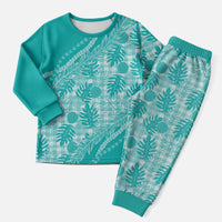 Hawaii Breadfruit Palaka Christmas Pajama Set Polu Opal Maile Lei - Polynesian Pride