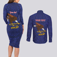 American Samoa Heart Tribal Personalized Couples Matching Long Sleeve Bodycon Dress and Long Sleeve Button Shirt Polynesian Patterns