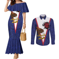 American Samoa Heart Tribal Personalized Couples Matching Mermaid Dress and Long Sleeve Button Shirt Polynesian Patterns