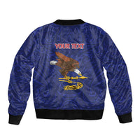 American Samoa Heart Tribal Personalized Sleeve Zip Bomber Jacket Polynesian Patterns