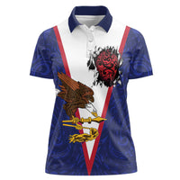 American Samoa Heart Tribal Personalized Women Polo Shirt Polynesian Patterns