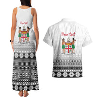 Fiji Heart Tribal Personalised Couples Matching Tank Maxi Dress and Hawaiian Shirt Polynesian Patterns