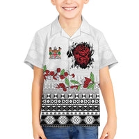 Fiji Heart Tribal Personalised Family Matching Off Shoulder Maxi Dress and Hawaiian Shirt Polynesian Patterns LT9 Son's Shirt White - Polynesian Pride