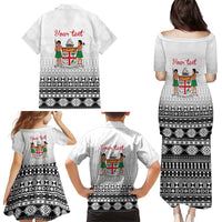 Fiji Heart Tribal Personalised Family Matching Puletasi and Hawaiian Shirt Polynesian Patterns