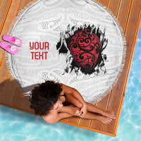 New Zealand Maori Heart Tribal Personalised Beach Blanket Polynesian Patterns