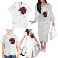 New Zealand Maori Heart Tribal Personalised Family Matching Off The Shoulder Long Sleeve Dress and Hawaiian Shirt Polynesian Patterns LT9 - Polynesian Pride