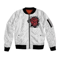 New Zealand Maori Heart Tribal Personalised Sleeve Zip Bomber Jacket Polynesian Patterns