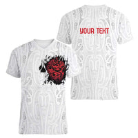 New Zealand Maori Heart Tribal Personalised Women V-Neck T-Shirt Polynesian Patterns LT9 - Polynesian Pride