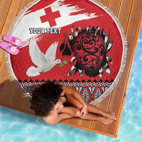 Tonga Heart Tribal Personalised Beach Blanket Polynesian Patterns