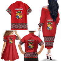 Tonga Heart Tribal Personalised Family Matching Off The Shoulder Long Sleeve Dress and Hawaiian Shirt Polynesian Patterns LT9 - Polynesian Pride