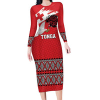 Tonga Heart Tribal Personalised Long Sleeve Bodycon Dress Polynesian Patterns
