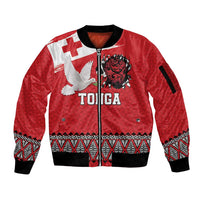 Tonga Heart Tribal Personalised Sleeve Zip Bomber Jacket Polynesian Patterns