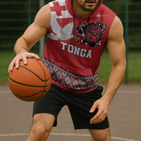 Tonga Heart Tribal Personalised Sleeveless Hoodie Polynesian Patterns