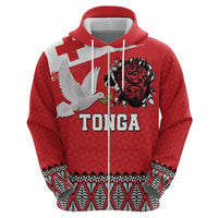 Tonga Heart Tribal Personalised Zip Hoodie Polynesian Patterns