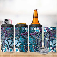 Personalised Hawaii Tribal Humpback Whale 4 in 1 Can Cooler Tumbler Polu Hibiscus Seamless Pattern