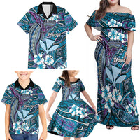 Personalised Hawaii Tribal Humpback Whale Family Matching Off Shoulder Maxi Dress and Hawaiian Shirt Polu Hibiscus Seamless Pattern LT9 - Polynesian Pride