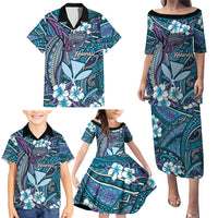 Personalised Hawaii Tribal Humpback Whale Family Matching Puletasi and Hawaiian Shirt Polu Hibiscus Seamless Pattern LT9 - Polynesian Pride