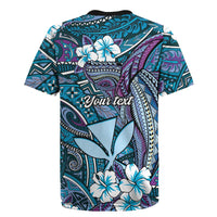 Personalised Hawaii Tribal Humpback Whale Rugby Jersey Polu Hibiscus Seamless Pattern