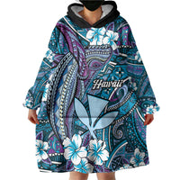 Personalised Hawaii Tribal Humpback Whale Wearable Blanket Hoodie Polu Hibiscus Seamless Pattern